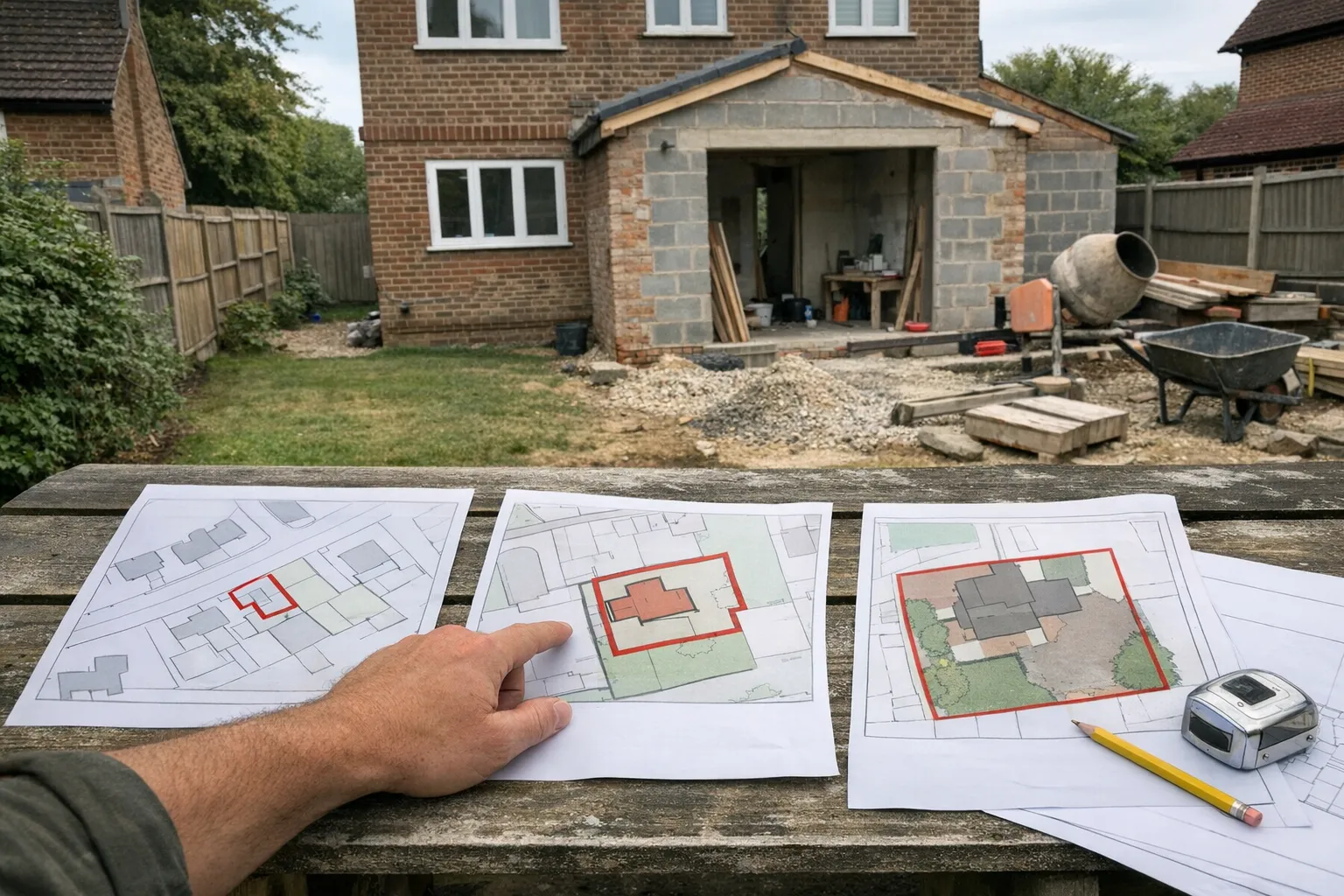 The red line: do not draw around only the work — UK planning guide